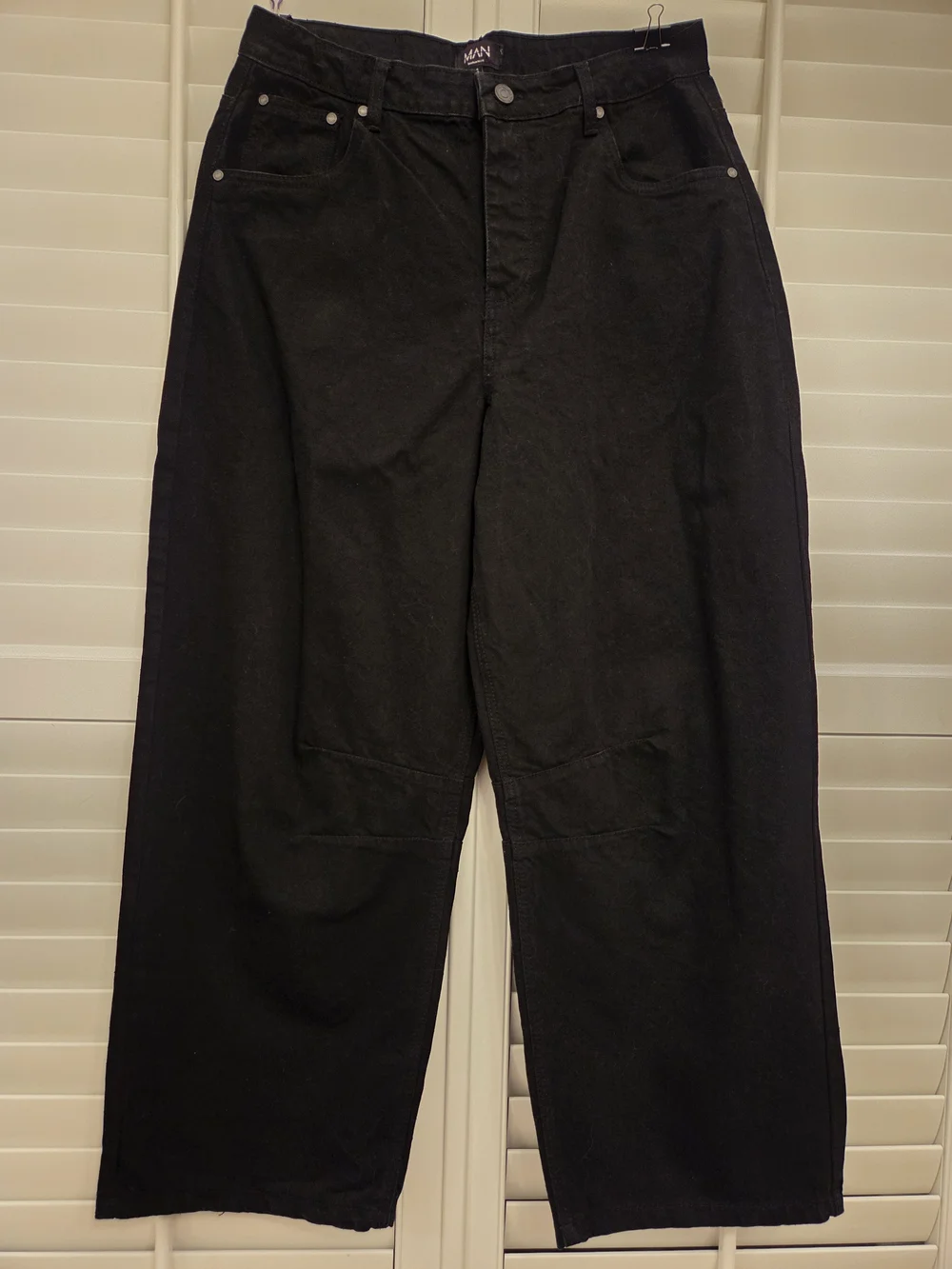 Streetwear Black Wide Leg Baggy Jeans – Men's Size 34